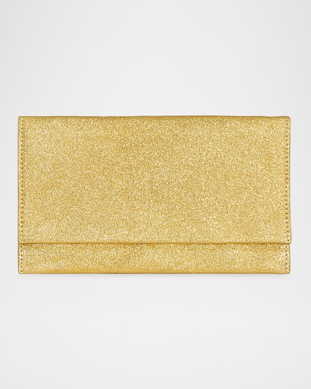 Metallic Glitter Flap Clutch Wallet